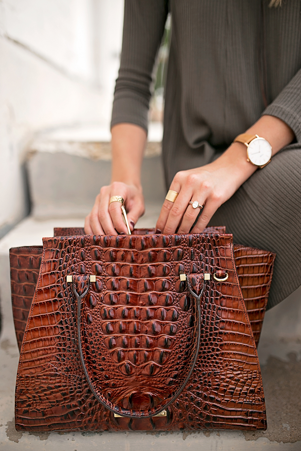 livvyland-blog-olivia-watson-austin-texas-fashion-blogger-fall-outfit-over-the-knee-otk-boots-brahmin-duxbury-handbag-olive-green-shift-dress-celine-marta-mini-sunglasses-3