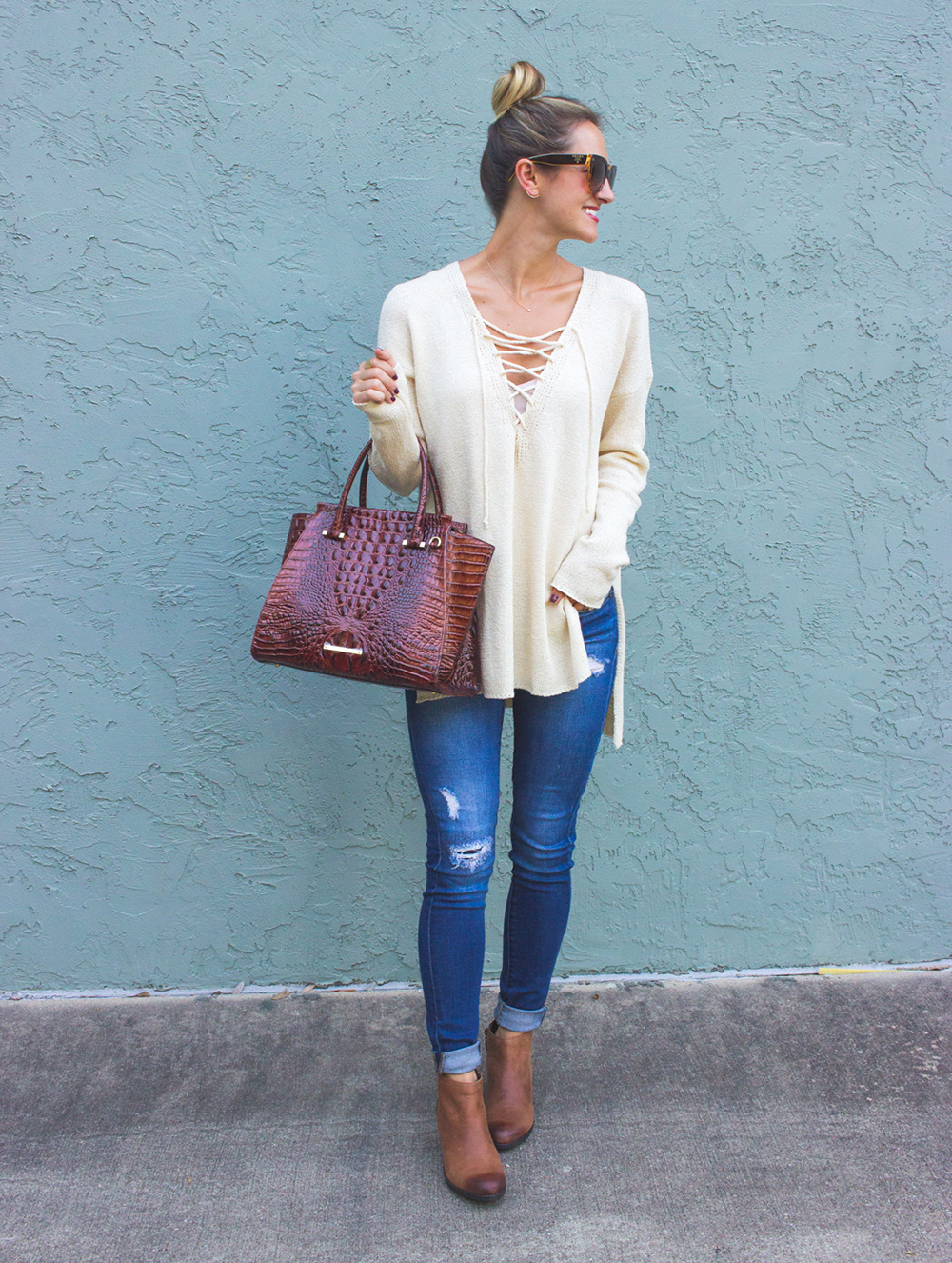 livvyland-blog-olivia-watson-knit-sweater-jeans-booties-zappos-clarks-ankle-boots-gelata-italia-brahmin-priscilla-handbag-5