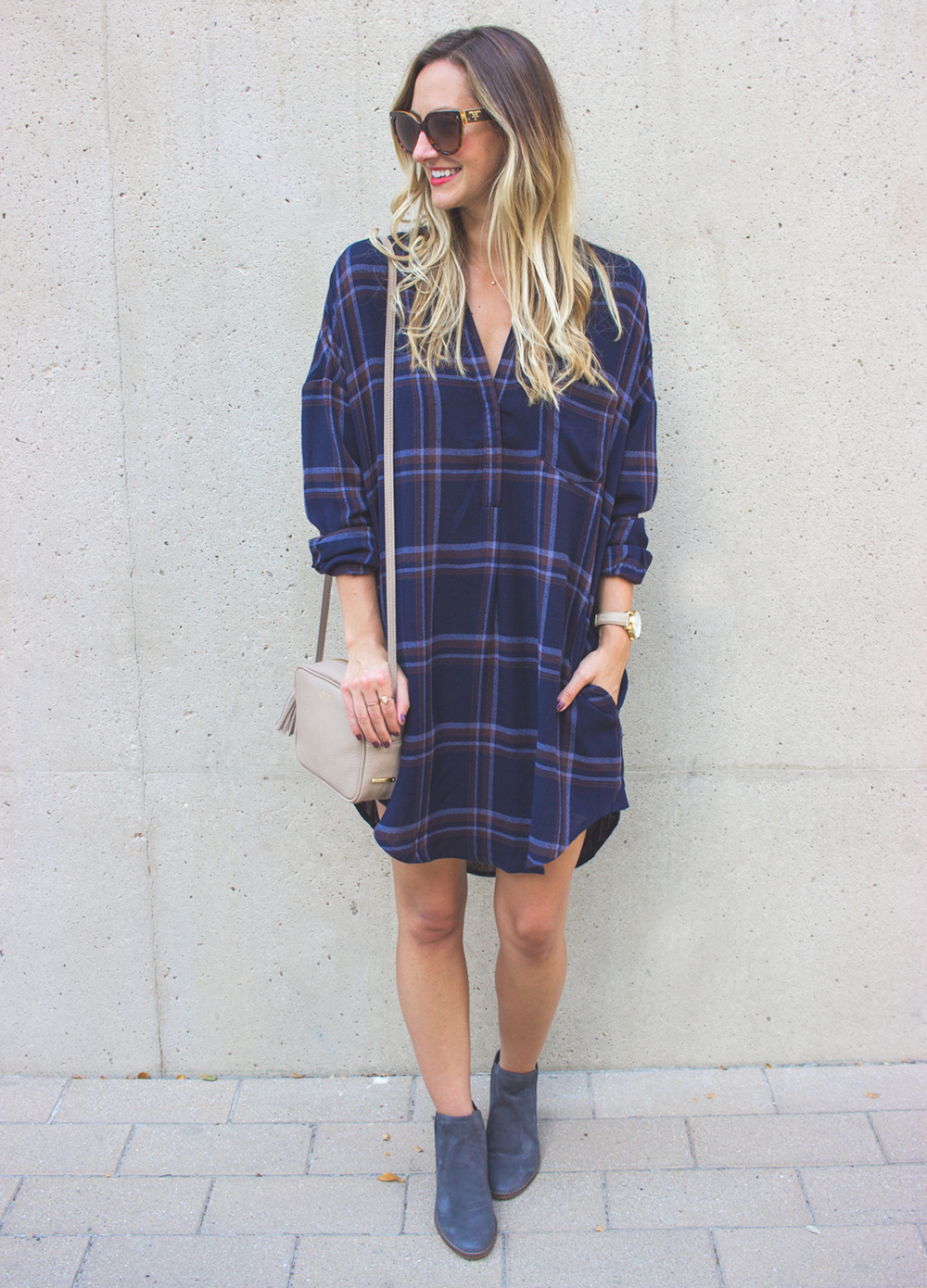 flannel dress with boots