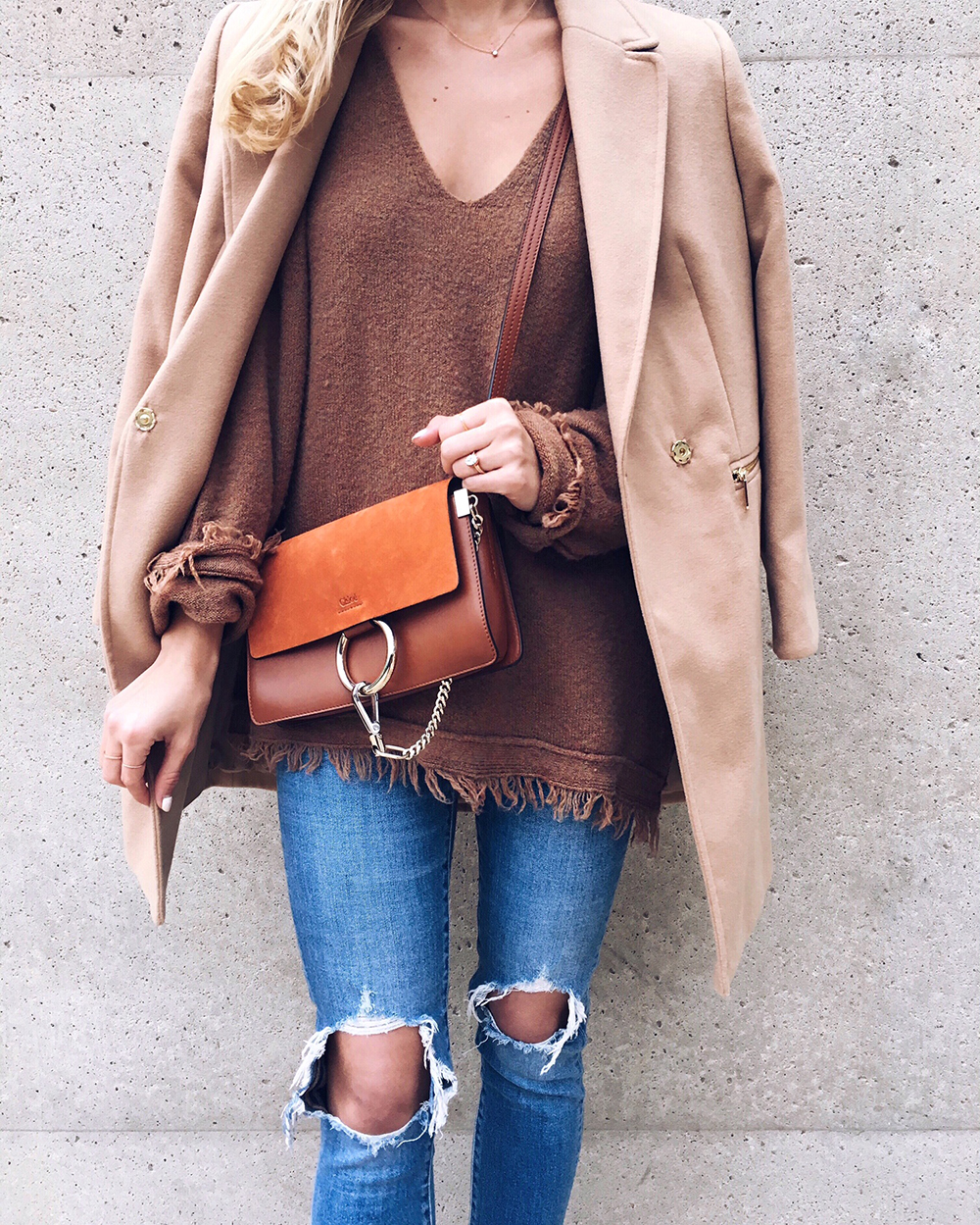 livvyland-blog-olivia-watson-instagram-roundup-december-cozy-brown-camel-coat-free-people-sweater-chloe-faye-mini-tan-handbag