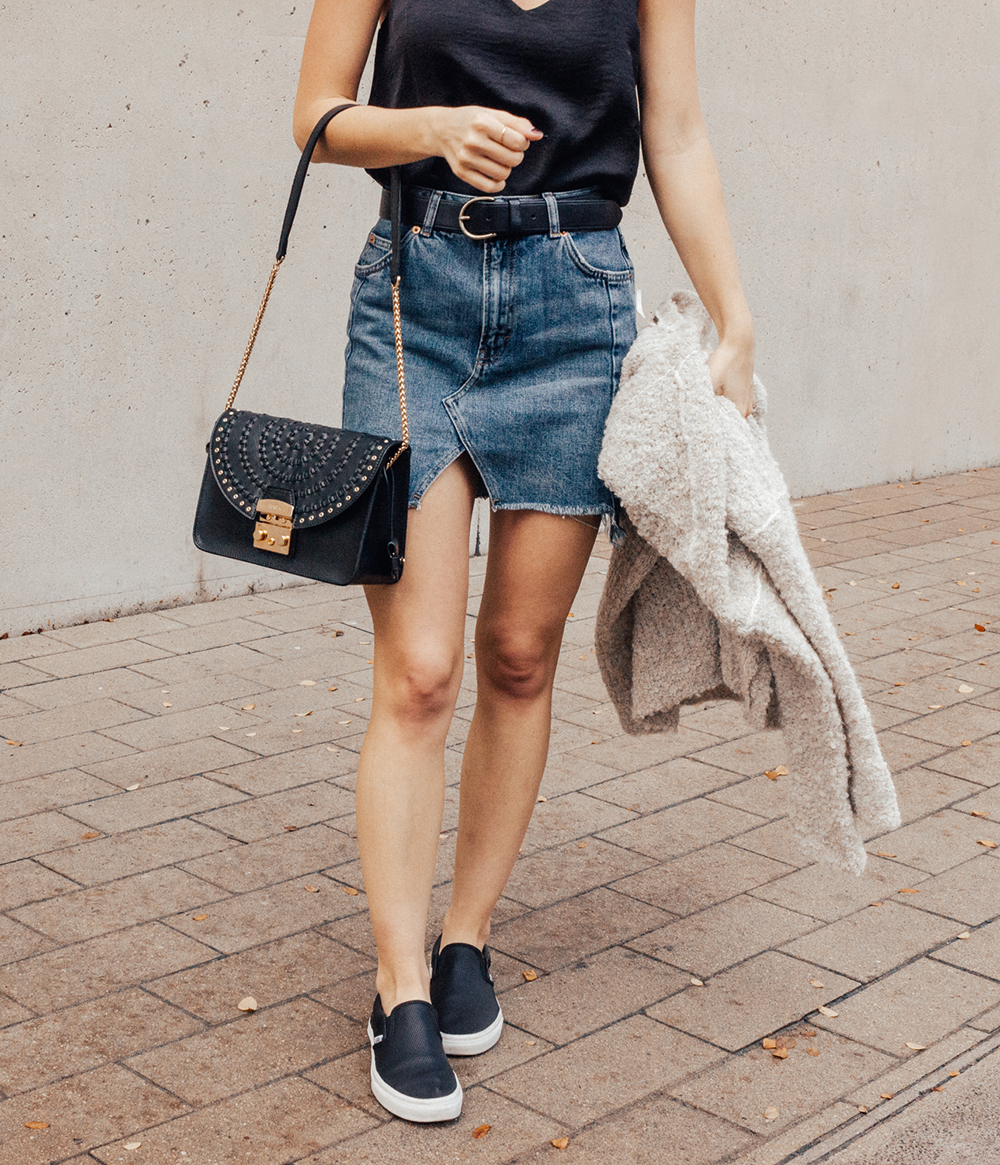 livvyland-blog-olivia-watson-denim-skirt-silk-cami-furla-black-handbag-vans-slip-on-sneakers-1