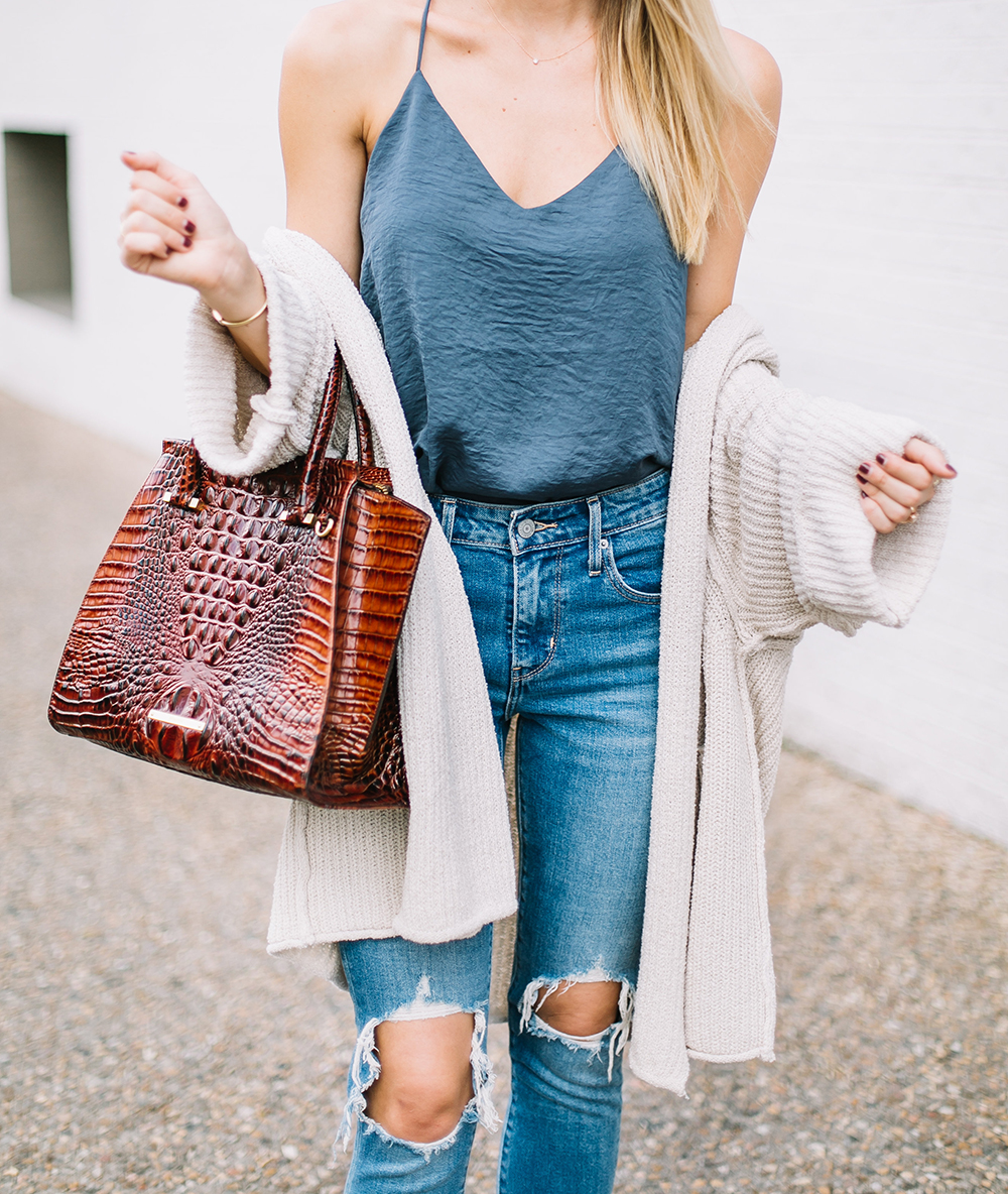 Textured Cami & Cozy Cardigan - LivvyLand | Austin Fashion and Style Blogger